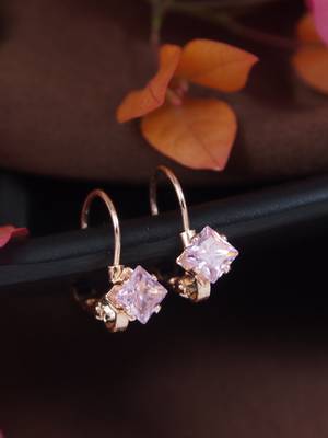 Rose  stylish square-cut lever back drop small fancy earrings for women  1