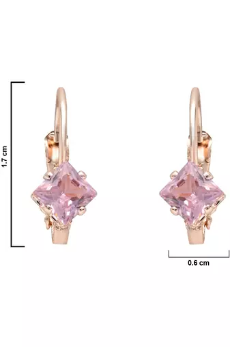 Rose  stylish square-cut lever back drop small fancy earrings for women 