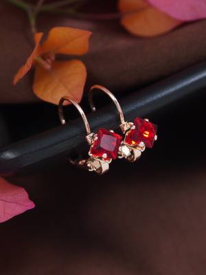 Rose  stylish square-cut lever back drop small fancy earrings for women  1