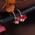 Rose  stylish square-cut lever back drop small fancy earrings for women (red)