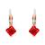 Rose  stylish square-cut lever back drop small fancy earrings for women (red)