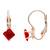 Rose  stylish square-cut lever back drop small fancy earrings for women (red)