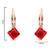 Rose  stylish square-cut lever back drop small fancy earrings for women (red)