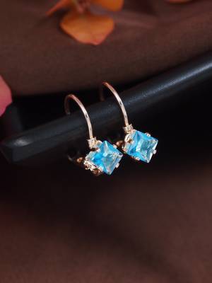 Rose  stylish square-cut lever back drop small fancy earrings for women  1
