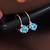 Rose  stylish square-cut lever back drop small fancy earrings for women (sky blue)