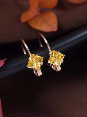 Rose  stylish square-cut lever back drop small fancy earrings for women  1