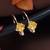 Rose  stylish square-cut lever back drop small fancy earrings for women (yellow)