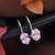 Stylish oval-cut lever back drop small fancy earrings for women (pink)