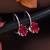 Stylish oval-cut lever back drop small fancy earrings for women (red)