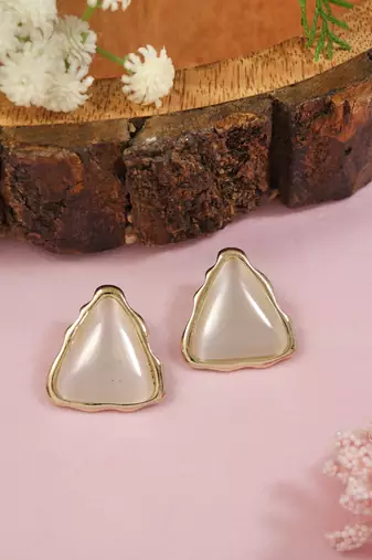 Latest stylish lightweight mother of pearl stud earrings for women 