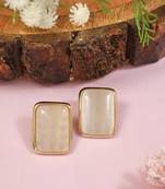Mother of pearl radiance stud earrings with refined  frame 