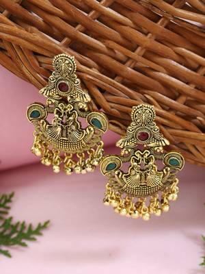 Traditional style jhumka with ghungroo earrings for women  1
