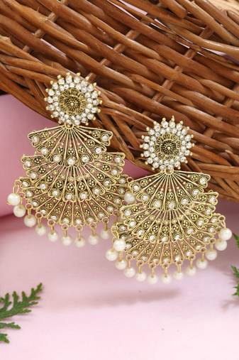 Kundan traditional designer chandbalis earrings for women (e3376w)