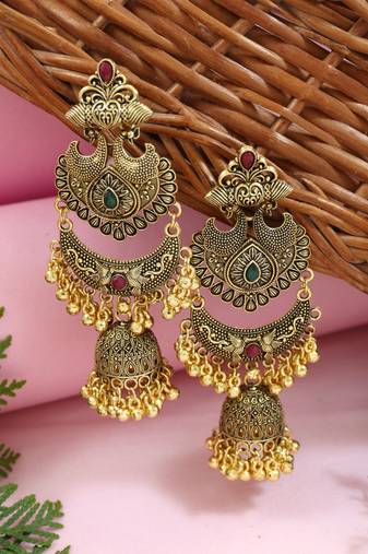 Traditional style jhumka with ghungroo earrings for women (e3377fl)