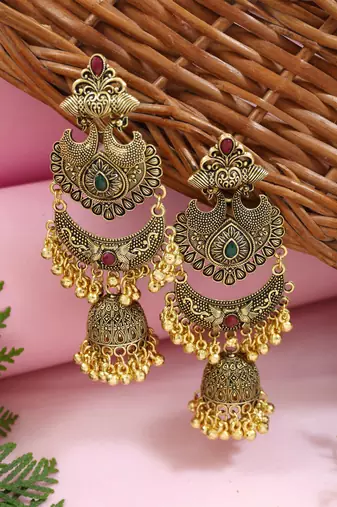 Traditional style jhumka with ghungroo earrings for women 