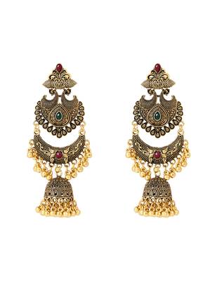 Traditional style jhumka with ghungroo earrings for women  2