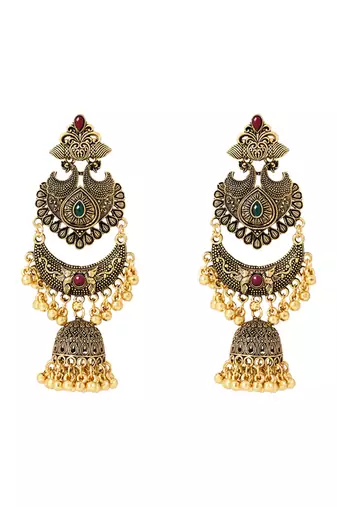 Traditional style jhumka with ghungroo earrings for women 