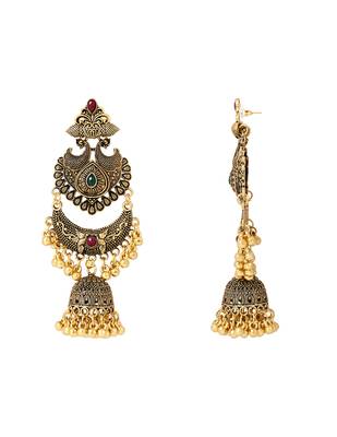 Traditional style jhumka with ghungroo earrings for women  3