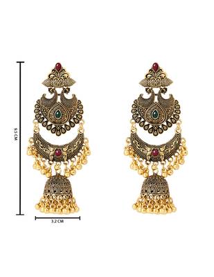 Traditional style jhumka with ghungroo earrings for women  5