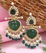 Traditional kundan & pearl style dangle earrings for women 