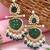 Traditional kundan & pearl style dangle earrings for women (green)