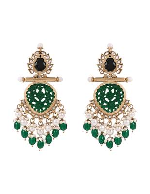 Traditional kundan & pearl style dangle earrings for women  2