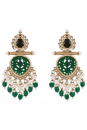 Traditional kundan & pearl style dangle earrings for women 
