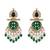 Traditional kundan & pearl style dangle earrings for women (green)