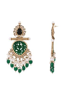 Traditional kundan & pearl style dangle earrings for women  3
