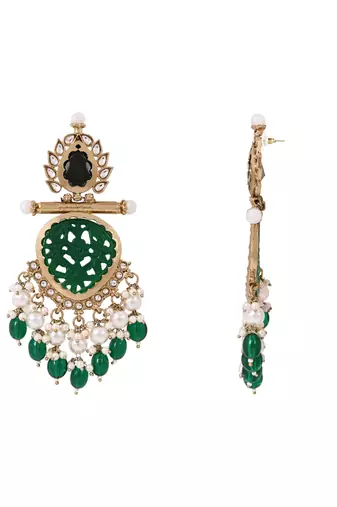 Traditional kundan & pearl style dangle earrings for women 