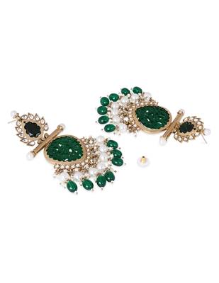 Traditional kundan & pearl style dangle earrings for women  4