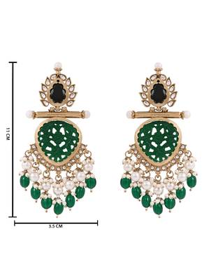 Traditional kundan & pearl style dangle earrings for women  5