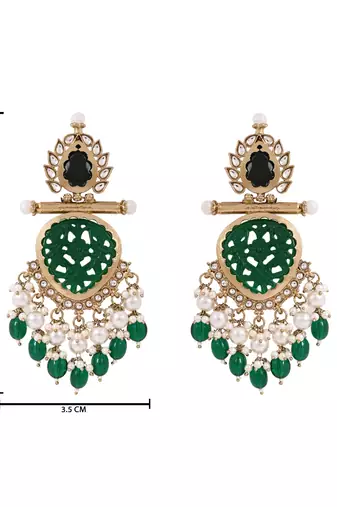 Traditional kundan & pearl style dangle earrings for women 