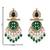 Traditional kundan & pearl style dangle earrings for women (green)