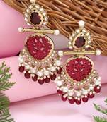 Traditional kundan & pearl style dangle earrings for women 