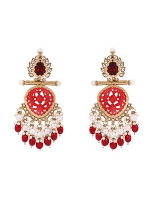 Traditional kundan & pearl style dangle earrings for women  2