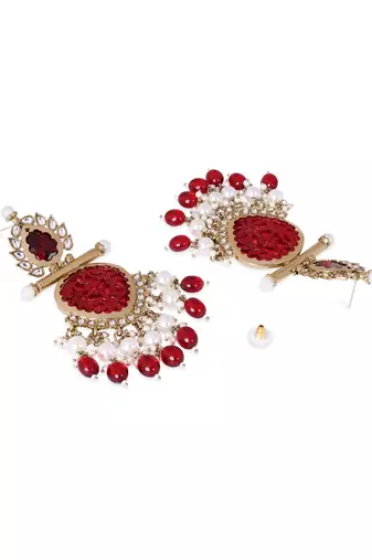 Traditional kundan & pearl style dangle earrings for women 