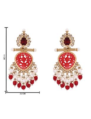 Traditional kundan & pearl style dangle earrings for women  5