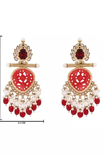 Traditional kundan & pearl style dangle earrings for women 