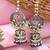 Traditional meenakari kundan jhumka with ear chain for women (e3379)