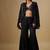 Black embroidered satin cape set