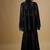 Black embroidered satin cape set