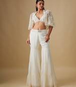 Ivory embroidered satin cape set