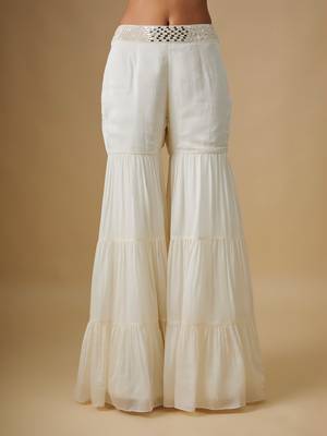 Ivory embroidered satin cape set 4