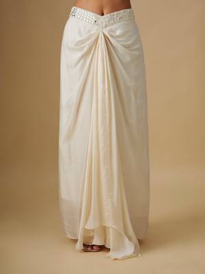 Ivory embroidered satin cape set 4