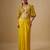 Yellow embroidered satin cape set