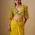 Yellow embroidered satin cape set