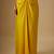 Yellow embroidered satin cape set