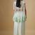 Green embroidered satin cape set