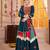 TEAL THREAD EMBROIDERED & MIRROR WORK VISCOSE COTTON TRADITIONAL NAVRATRI FESTIVAL WEDDING GARBA STITCHED LEHENGA CHOLI